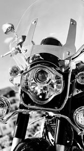 Preview wallpaper motorcycle, bike, headlight, black and white