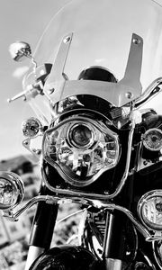 Preview wallpaper motorcycle, bike, headlight, black and white