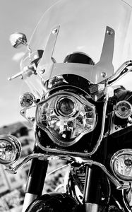 Preview wallpaper motorcycle, bike, headlight, black and white