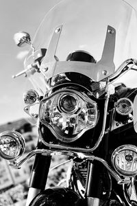 Preview wallpaper motorcycle, bike, headlight, black and white