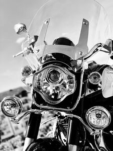 Preview wallpaper motorcycle, bike, headlight, black and white