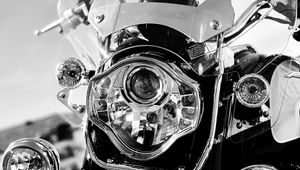 Preview wallpaper motorcycle, bike, headlight, black and white