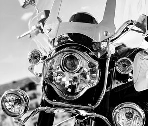 Preview wallpaper motorcycle, bike, headlight, black and white