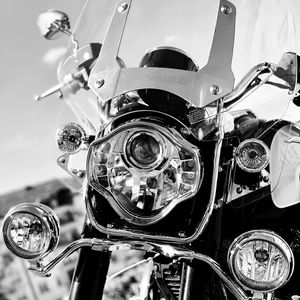 Preview wallpaper motorcycle, bike, headlight, black and white