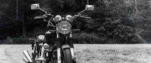 Preview wallpaper motorcycle, bike, headlight, front view, black and white