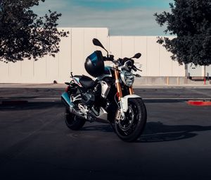 Preview wallpaper motorcycle, bike, helmet, gray, black
