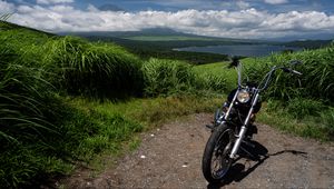 Preview wallpaper motorcycle, bike, lake, grass