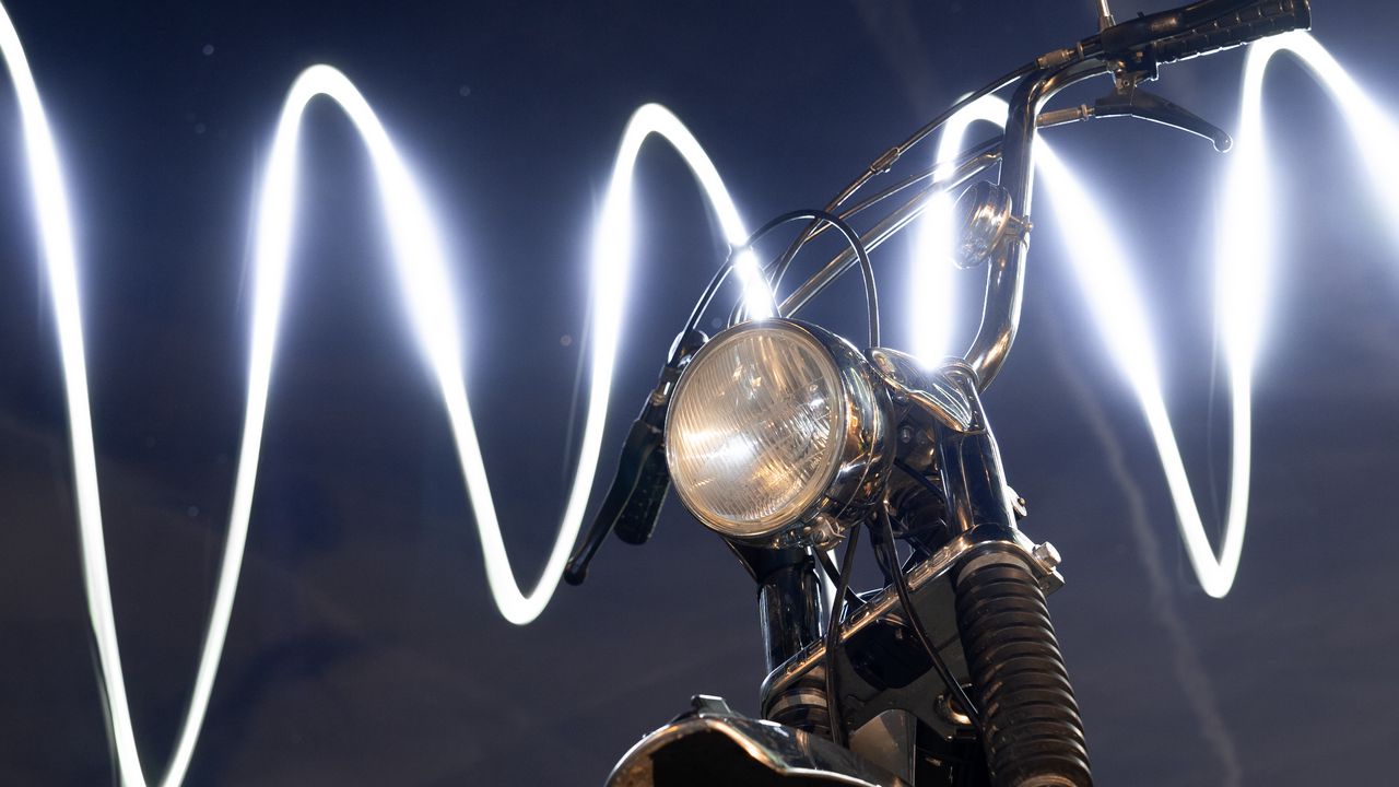 Wallpaper motorcycle, bike, light, glow, line