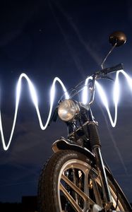 Preview wallpaper motorcycle, bike, light, glow, line