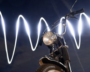 Preview wallpaper motorcycle, bike, light, glow, line