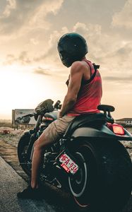 Preview wallpaper motorcycle, bike, moto, black, motorcyclist, road