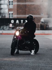 Preview wallpaper motorcycle, bike, motorcyclist, biker, helmet, black
