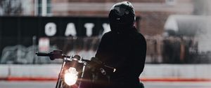 Preview wallpaper motorcycle, bike, motorcyclist, black, light, road