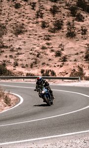 Preview wallpaper motorcycle, bike, motorcyclist, turn, road