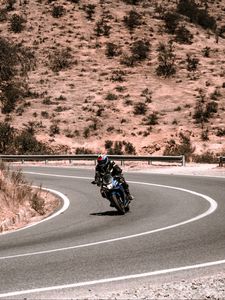 Preview wallpaper motorcycle, bike, motorcyclist, turn, road