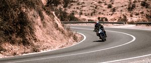 Preview wallpaper motorcycle, bike, motorcyclist, turn, road