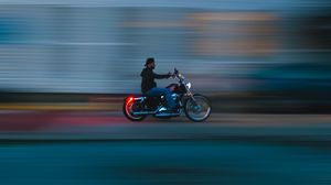 Preview wallpaper motorcycle, bike, motorcyclist, speed, movement, blur