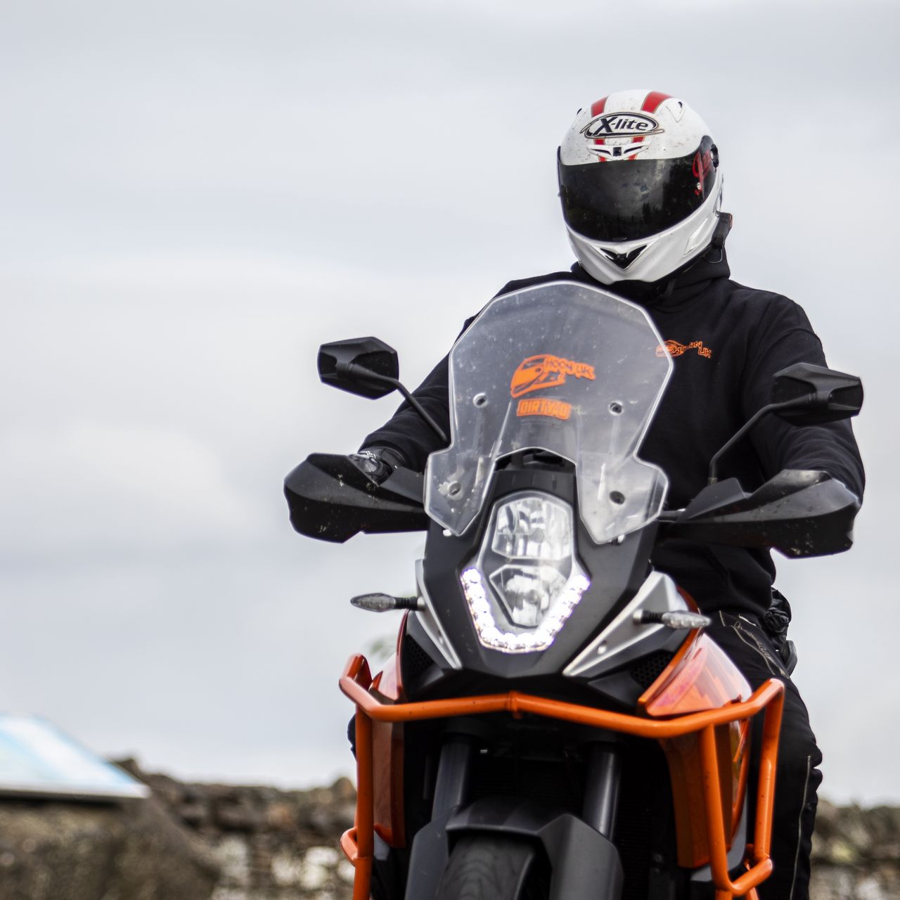 1280x1280 Wallpaper motorcycle, bike, motorcyclist, helmet, road