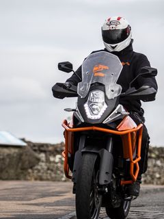 240x320 Wallpaper motorcycle, bike, motorcyclist, helmet, road