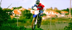 Preview wallpaper motorcycle, bike, motorcyclist, jump, trick