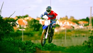 Preview wallpaper motorcycle, bike, motorcyclist, jump, trick