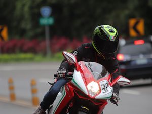 Preview wallpaper motorcycle, bike, motorcyclist, biker, tilt, blur