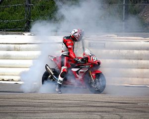 Preview wallpaper motorcycle, bike, motorcyclist, motorcycle racing, smoke, drift