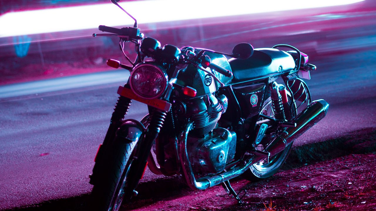 Wallpaper motorcycle, bike, night, light, neon, moto