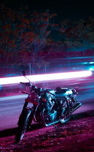 Preview wallpaper motorcycle, bike, night, light, neon, moto