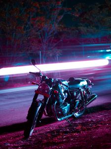 Preview wallpaper motorcycle, bike, night, light, neon, moto