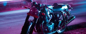Preview wallpaper motorcycle, bike, night, light, neon, moto