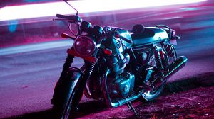 Preview wallpaper motorcycle, bike, night, light, neon, moto