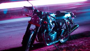 Preview wallpaper motorcycle, bike, night, light, neon, moto