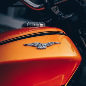 Preview wallpaper motorcycle, bike, orange, emblem, eagle