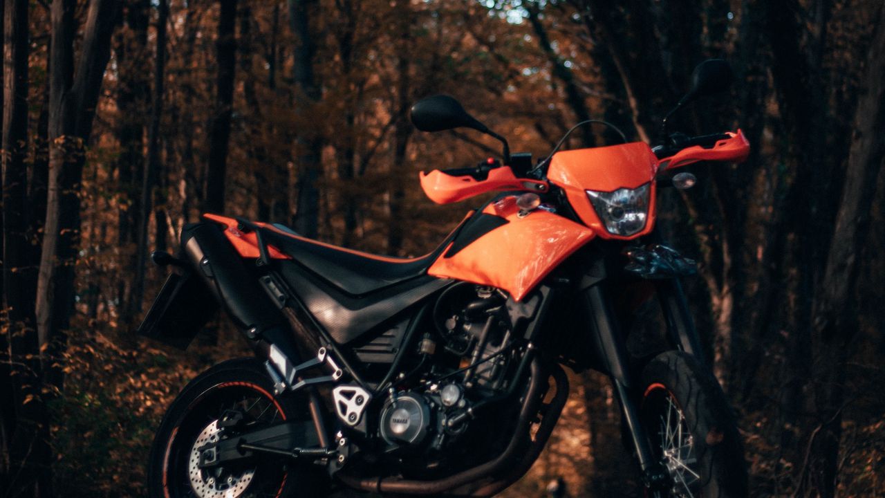 Wallpaper motorcycle, bike, orange, black, side view
