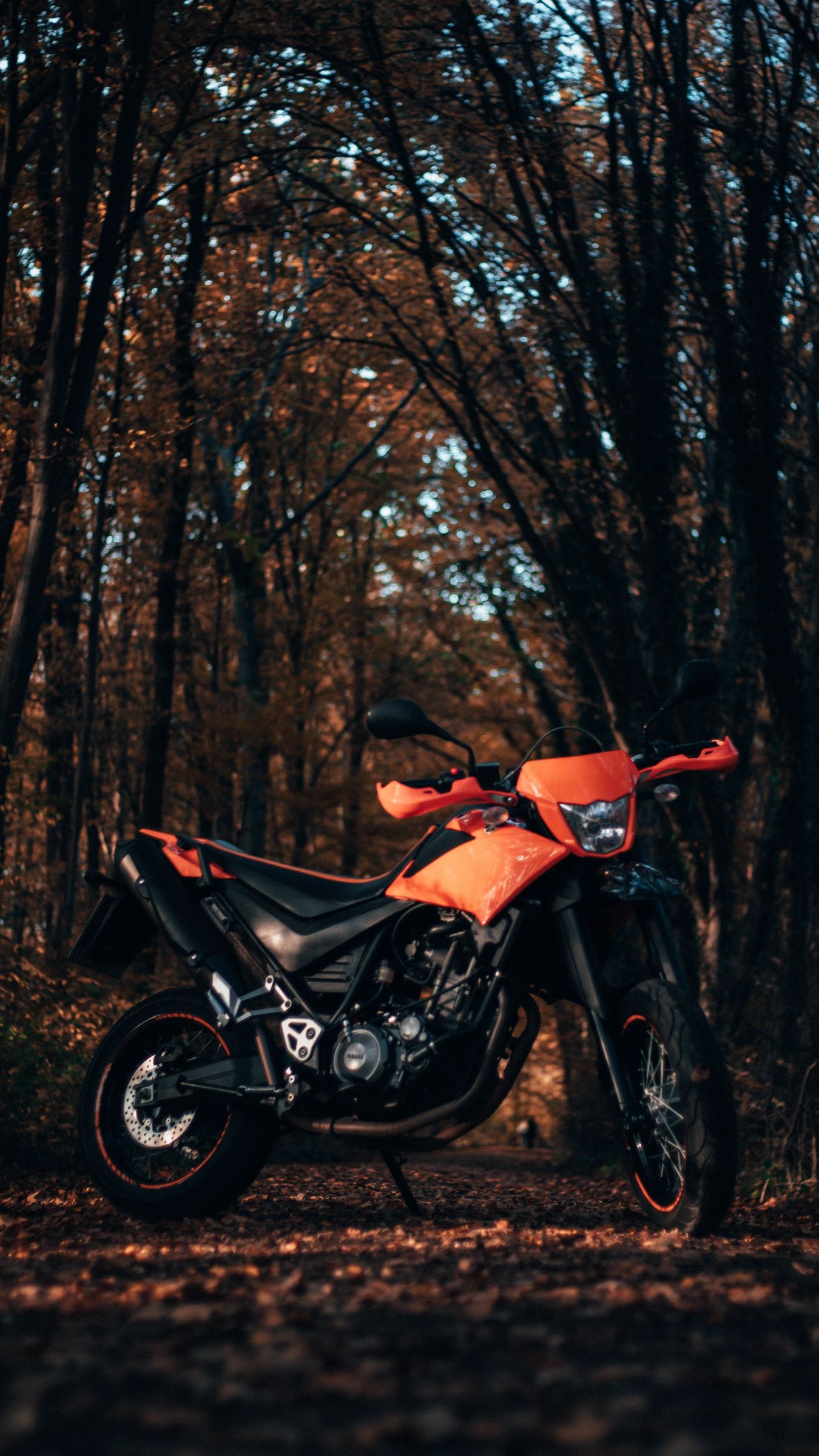 Download wallpaper 1350x2400 motorcycle, bike, orange, black, side view  iphone 8+/7+/6s+/6+ for parallax hd background