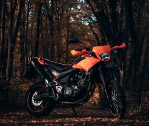 Preview wallpaper motorcycle, bike, orange, black, side view
