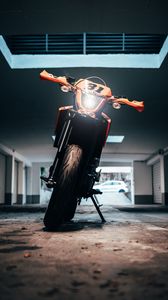 Preview wallpaper motorcycle, bike, orange, front view