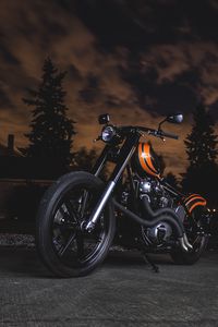 Preview wallpaper motorcycle, bike, orange, black, twilight, darkness