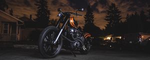 Preview wallpaper motorcycle, bike, orange, black, twilight, darkness