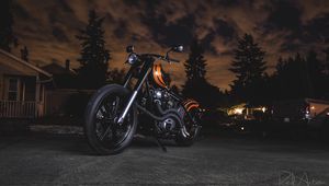 Preview wallpaper motorcycle, bike, orange, black, twilight, darkness