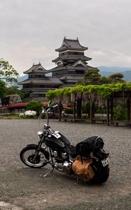 Preview wallpaper motorcycle, bike, pagoda