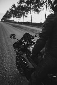 Preview wallpaper motorcycle, bike, rear view, bw, motorcyclist