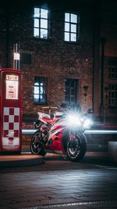 Preview wallpaper motorcycle, bike, red, light, night