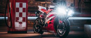 Preview wallpaper motorcycle, bike, red, light, night