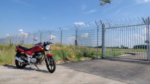 Preview wallpaper motorcycle, bike, red, fence