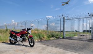 Preview wallpaper motorcycle, bike, red, fence