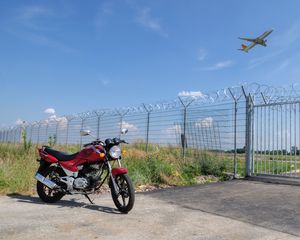 Preview wallpaper motorcycle, bike, red, fence
