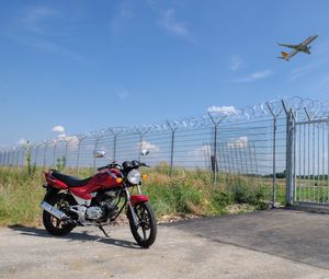 Preview wallpaper motorcycle, bike, red, fence