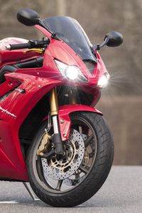 Preview wallpaper motorcycle, bike, red, headlights, light